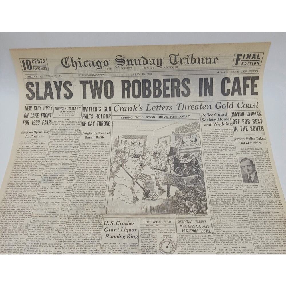 1931 Robbers L'Aiglon Cafe Police Guard Society Home 1933 Fair Newspaper Page